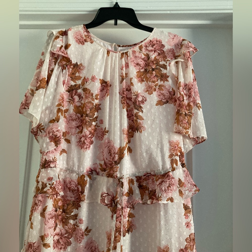 Rachel Parcell Pink Floral Tiered Midi Dress - Picture 6 of 8